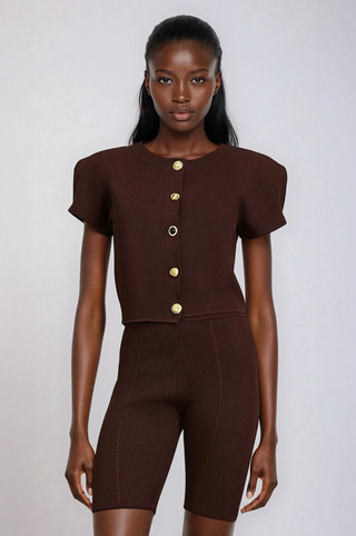 Elena Knit Cardigan Shorts Set