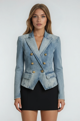 Nina Double Breasted Denim Blazer