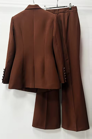 Claudia Tailored Chocolate Brown Pantsuit