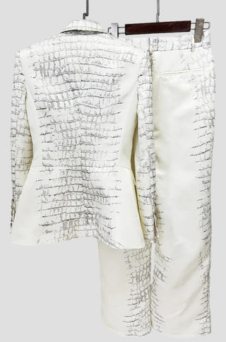 Claire Ivory Embossed Statement Blazer Pants Set