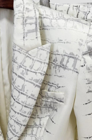 Claire Ivory Embossed Statement Blazer Pants Set