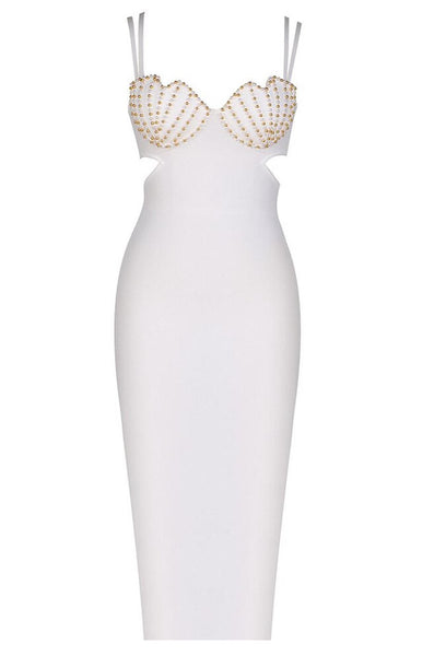white beaded bandage dress Tamara Beaded Bandage Midi Dress