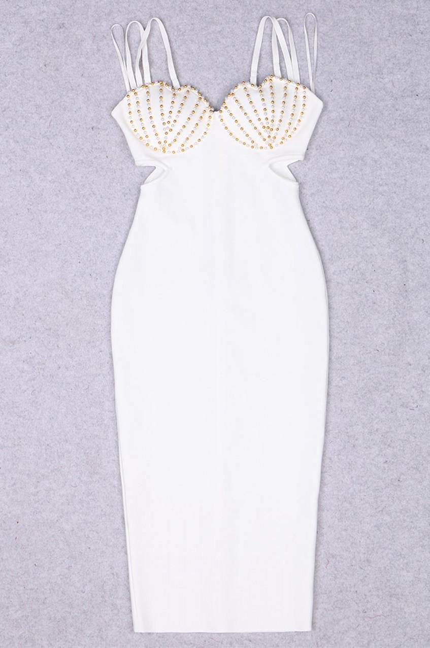 Tamara Beaded Bandage Midi Dress shopUNIQUES.com Tamara Beaded Bandage Midi Dress shopUNIQUES.com