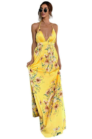 Yellow floral maxi dress