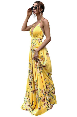 Yellow floral maxi dress