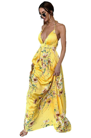 Yellow floral maxi dress