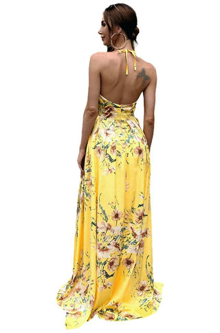 Yellow floral maxi dress